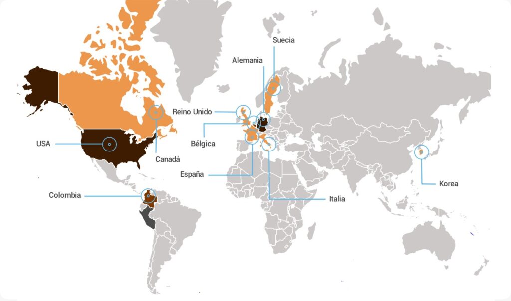Principales destinos del Café Peruano